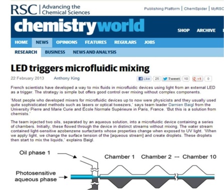 Optofluidic mixing highlighted in Chemistry World! Optofluidic mixing highlighted in Chemistry World!