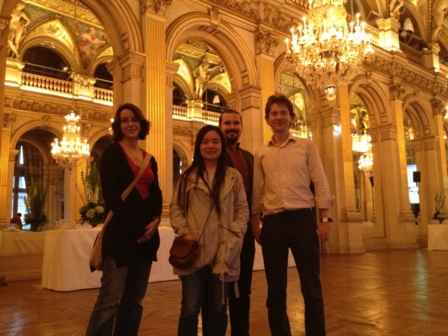 Anna, Yanjun, Sergii and Damien (left to right) attending the ceremony in the city hall of Paris