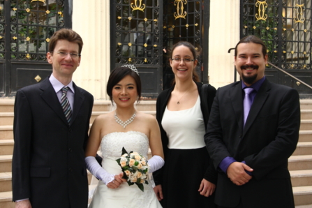 Some lab members on the wedding day: Damien, Yanjun, Anna and Sergii