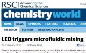 Optofluidic mixing highlighted in Chemistry World!